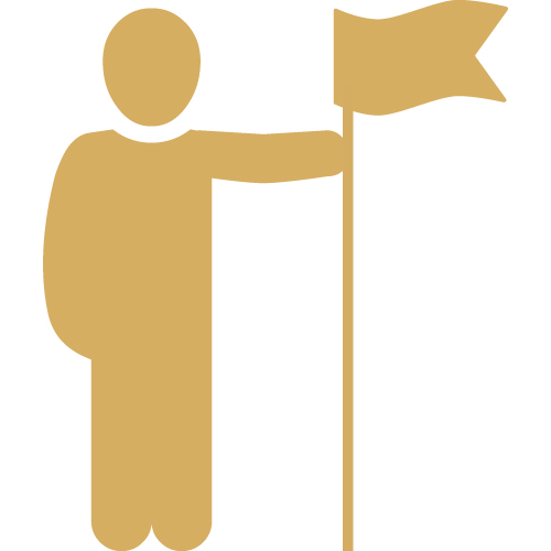Icon Mensch mit Zielfahne in der Hand